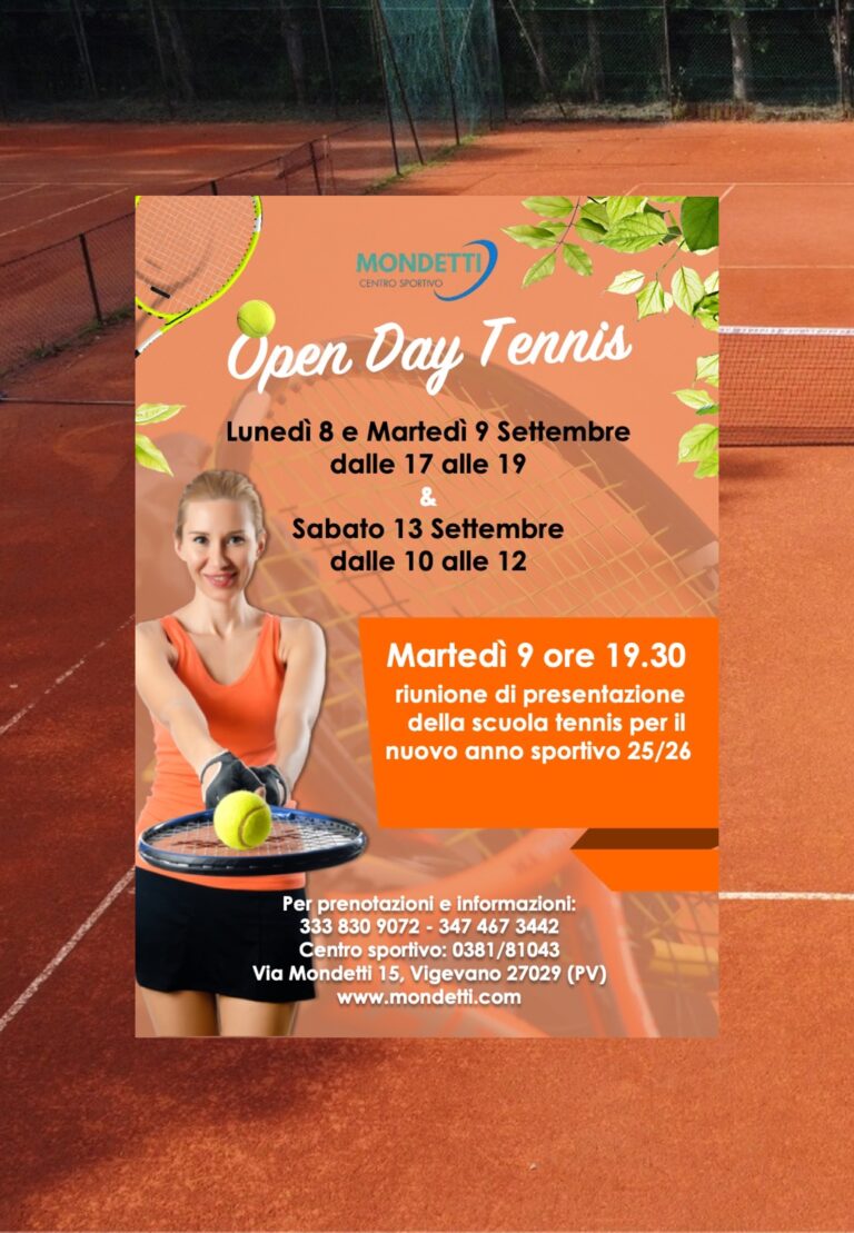 Unisciti a noi per l’Open Day Tennis al Centro Sportivo Mondetti!