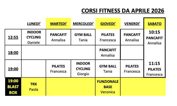 Nuovi Corsi Fitness a Cassolnovo